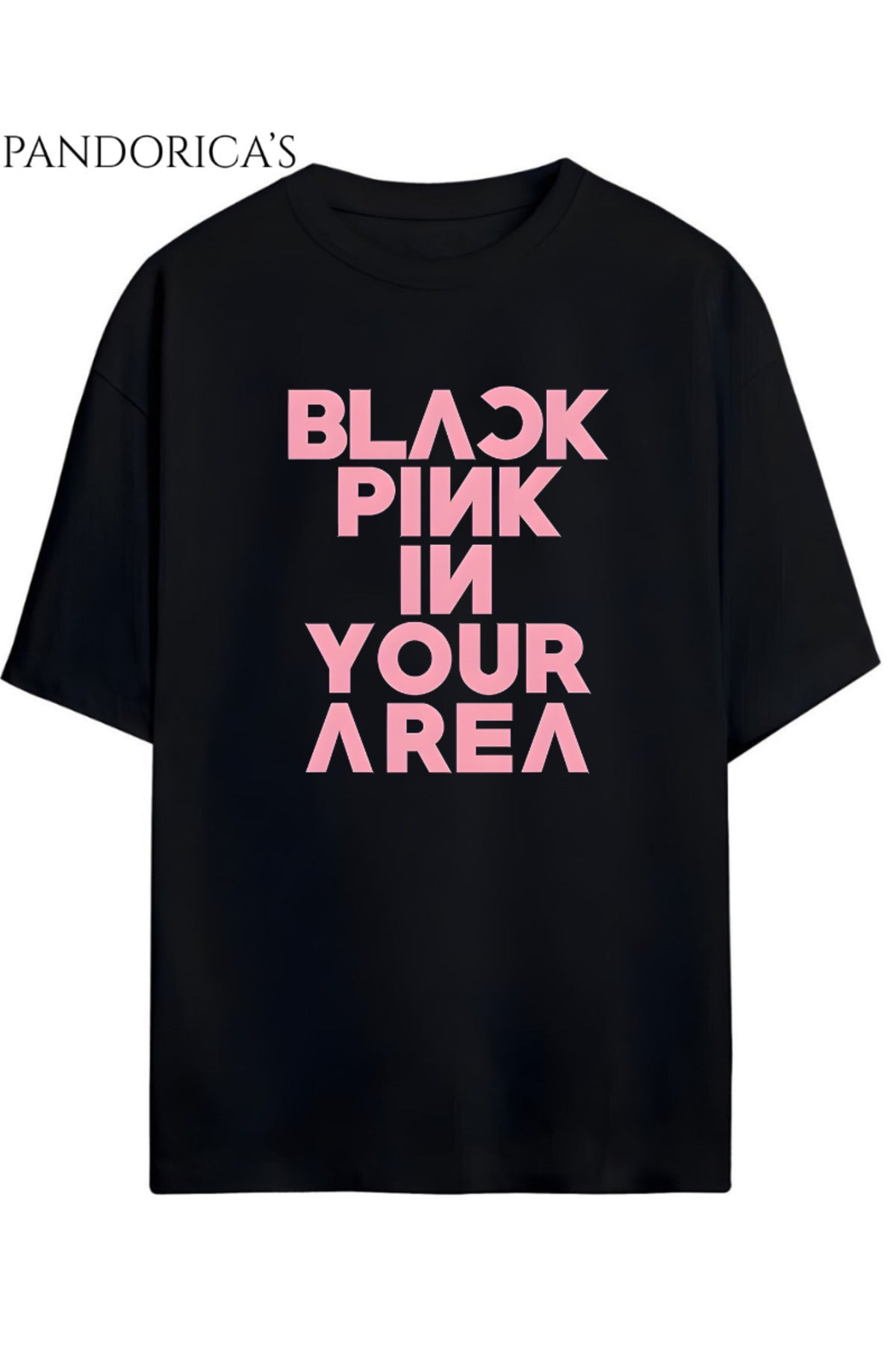 BLACKPINK Tasarım Serisi "BLACKPINK In Your Area" Yazılı Baskılı Unisex Relaxed Kalıp Tişört