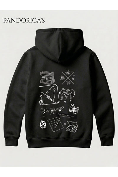 LIFE IS STRANGE İKONİK SEMBOLLER Tasarımı Yazılı SIRT VE ÖN Baskılı Unisex Kapüşonlu Pamuklu Sweatshirt Hoodie