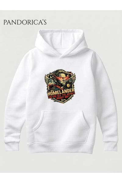 The Boys HOMELANDER Tasarımı "DID YOU SEE THE MEMES ABOUT ME?" Yazılı Baskılı Unisex Kapüşonlu Pamuklu Sweatshirt Hoodie