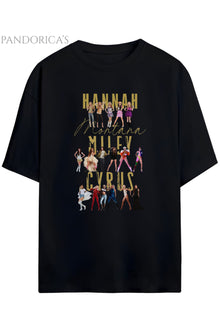 Pandorica's Hannah Montana Miley Cyrus 20. Yıl Tasarımı Baskılı Unisex Pamuklu T-shirt