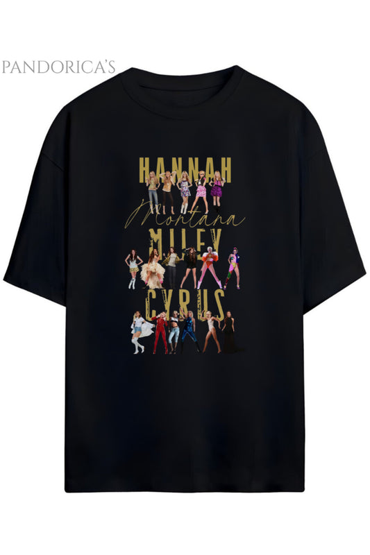 Pandorica's Hannah Montana Miley Cyrus 20. Yıl Tasarımı Baskılı Unisex Pamuklu T-shirt