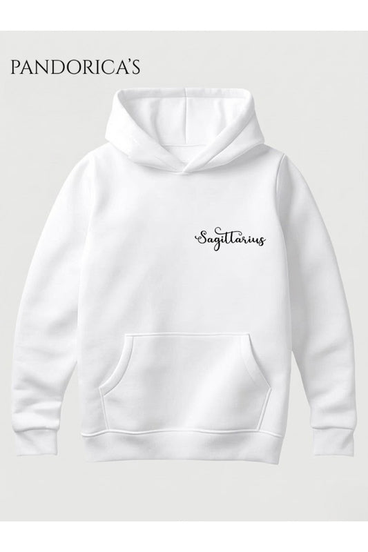 Yay Burcu Zodyak Takımyıldız Sırt Ve Göğüs Baskılı Kapüşonlu Pamuklu Sweatshirt – Sagittarius (Hoodie)