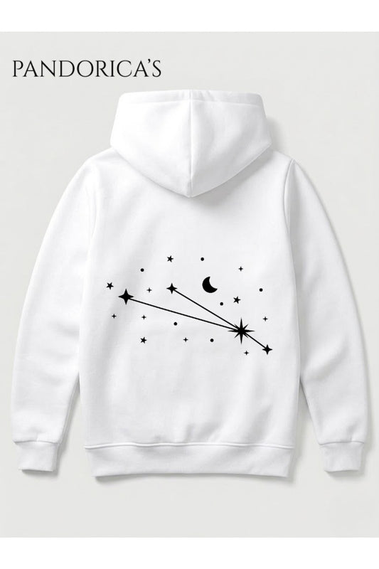 Koç Burcu Zodiac Takımyıldız Sırt Ve Göğüs Baskılı Kapüşonlu Pamuklu Sweatshirt – Aries (Hoodie)