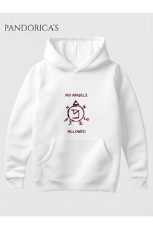 SUPERNATURAL Özel Tasarımı "NO ANGELS ALLOWED" Yazılı Baskılı Unisex Kapüşonlu Pamuklu Sweatshirt Hoodie