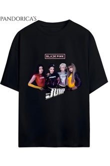 BLACKPINK Tasarım Serisi "JUMP" Yazılı Baskılı Unisex Relaxed Kalıp Tişört