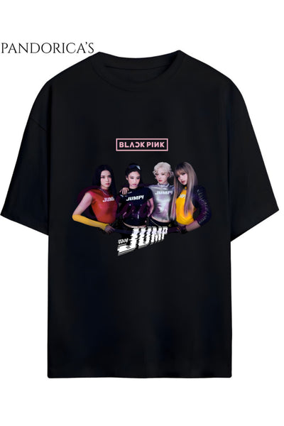 BLACKPINK Tasarım Serisi "JUMP" Yazılı Baskılı Unisex Relaxed Kalıp Tişört