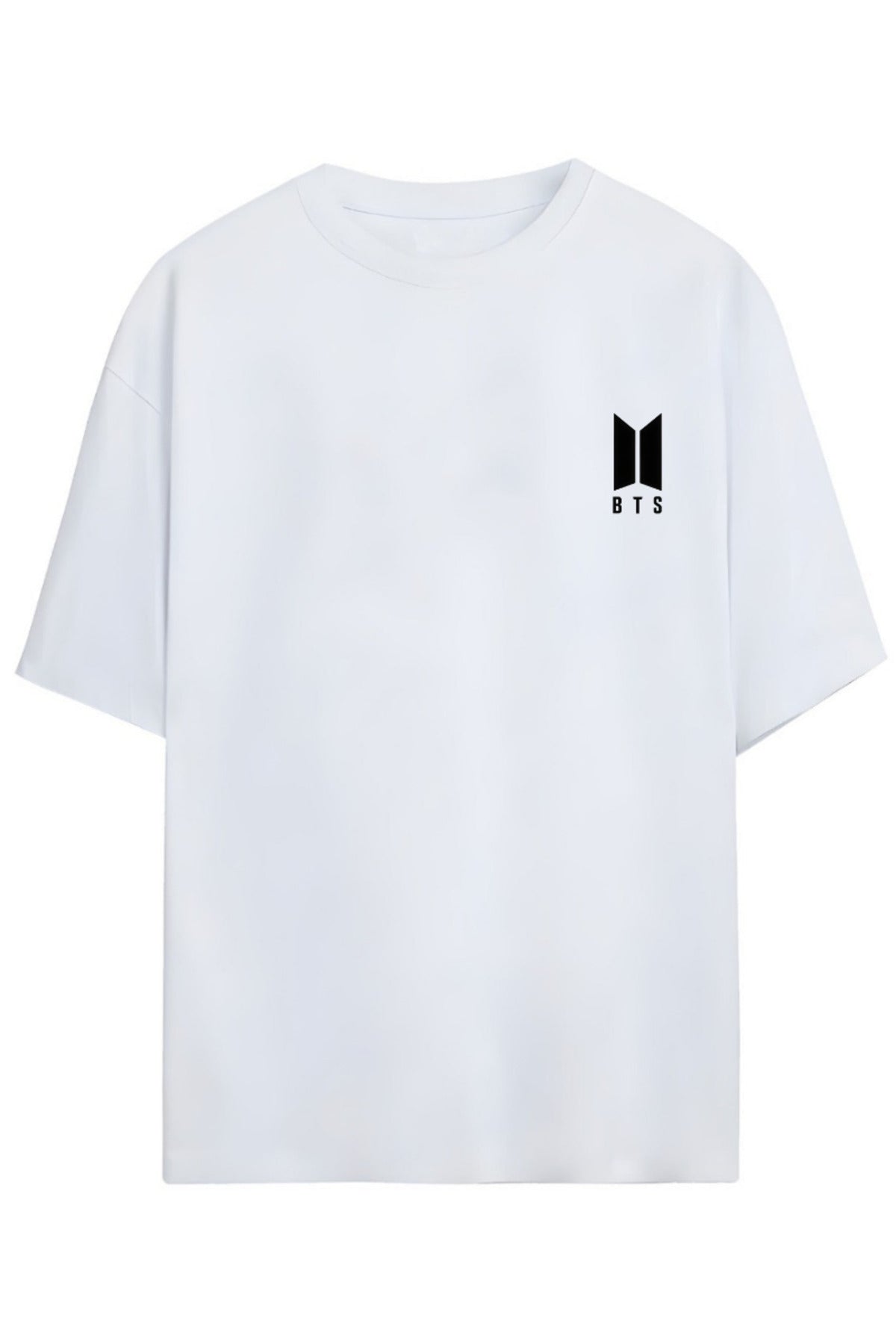 Beyaz BTS K-Pop "BTS Army" Sırt Ve Göğüs Baskılı Yazılı Relaxed Kalıp Pamuklu Unisex T-Shirt - 141