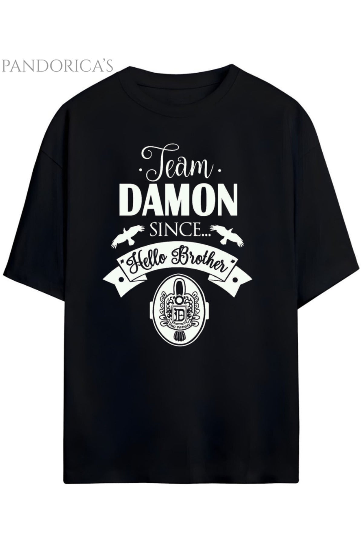Siyah Pandorica's The Vampire Diaries Tasarımı Unisex Pamuklu T-Shirt - 17