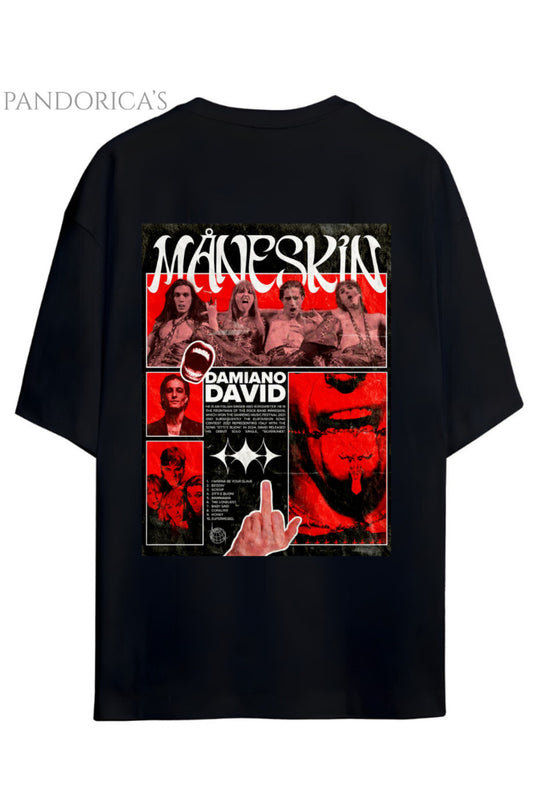 MANESKİN TASARIM SERİSİ DAMIENO DAVID YAZILI SIRT BASKILI UNISEX TİŞÖRT
