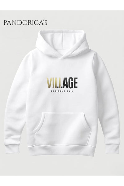RESIDENT EVIL VILLAGE Tasarımı Yazılı İkonik Saving Typewriter SIRT VE ÖN Baskılı Unisex Kapüşonlu Pamuklu Gamer Sweatshirt Hoodie