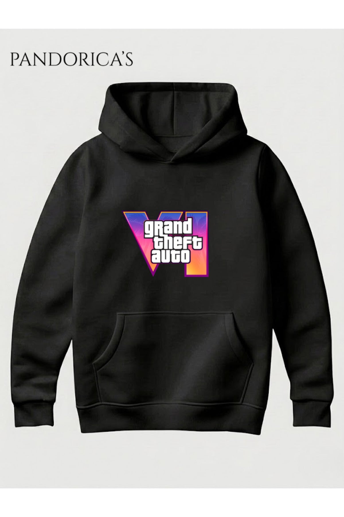 GTA Tasarımı Yazılı Baskılı Unisex Kapüşonlu Pamuklu Sweatshirt Hoodie