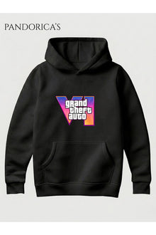 GTA Tasarımı Yazılı Baskılı Unisex Kapüşonlu Pamuklu Sweatshirt Hoodie