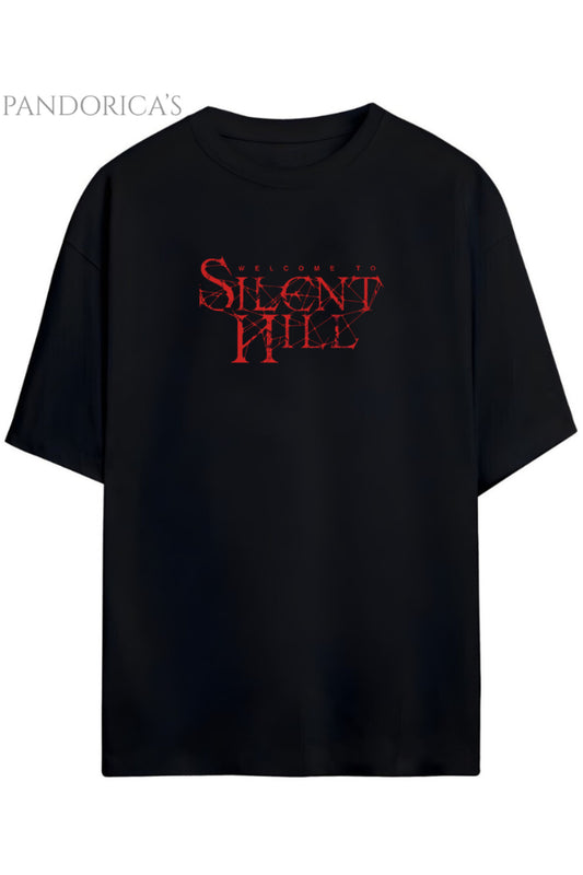 Pandorica's SILENT HILL Tasarımı Sırt ve Ön Baskılı Unisex Pamuklu T-shirt