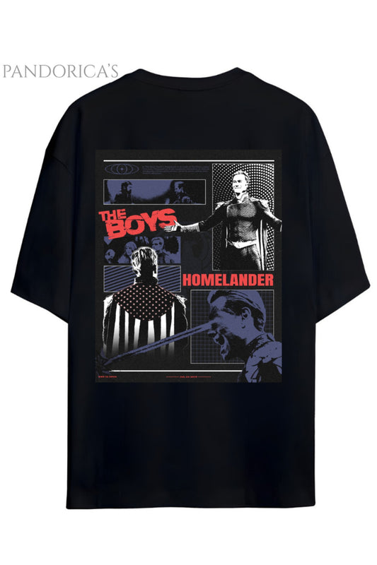 Pandorica's The Boys Homelander Sırt Baskılı Unisex Relaxed Kalıp Pamuklu Tişört