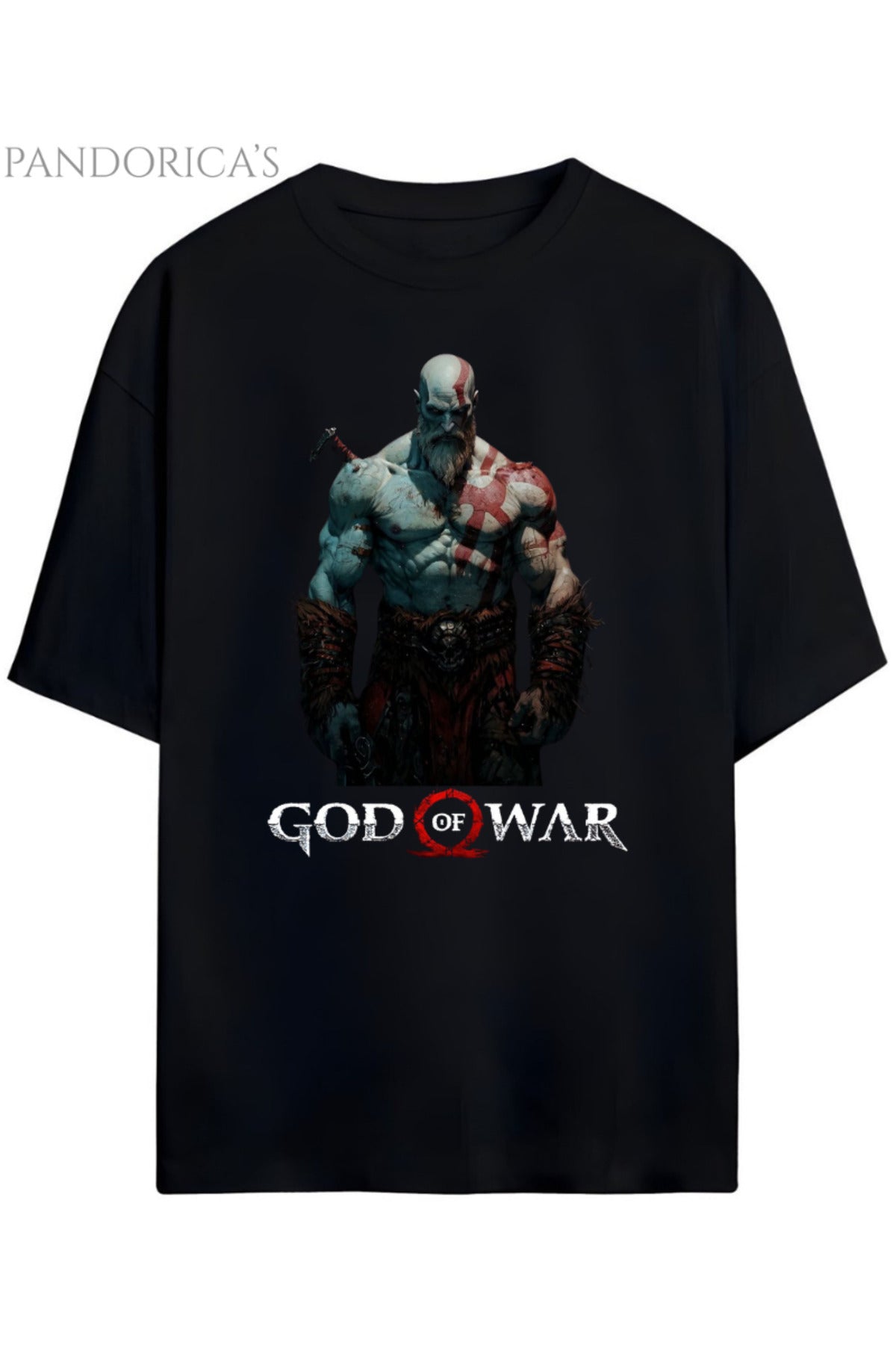 GOD OF WAR Tasarım Serisi KRATOS Baskılı Unisex Pamuklu Relaxed Kalıp Gamer T-shirt