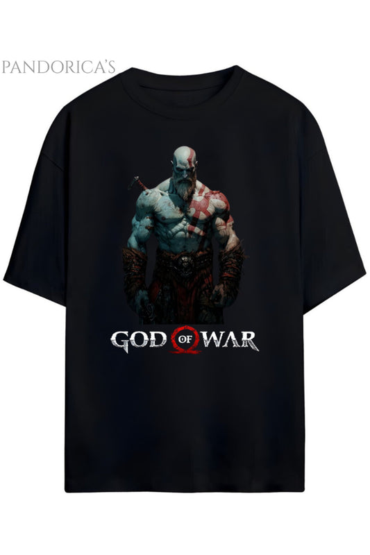 GOD OF WAR Tasarım Serisi KRATOS Baskılı Unisex Pamuklu Relaxed Kalıp Gamer T-shirt