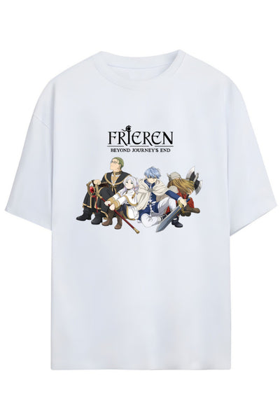 Frieren: Beyond Journey's End (Sousou no Frieren) Himmel Eski Ekip Yazılı Baskılı Pamuklu Unisex Tişört