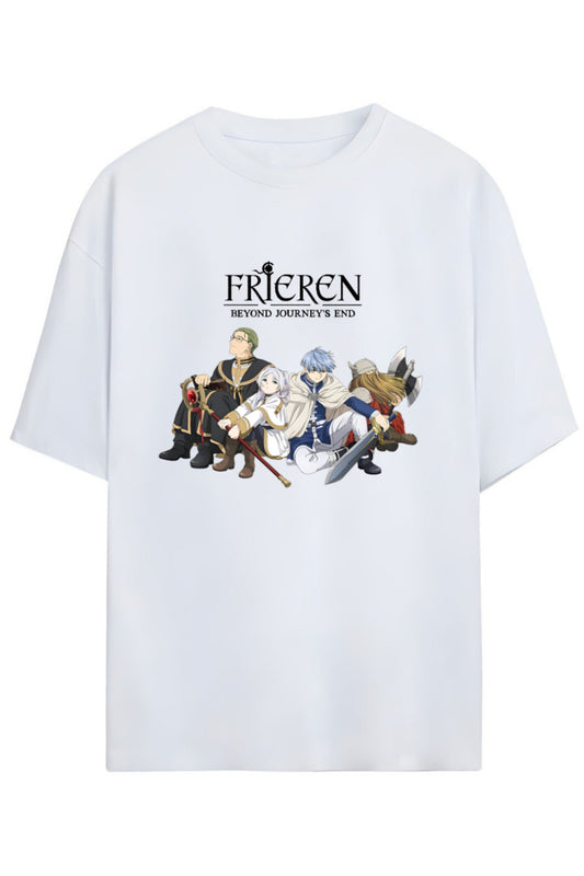 Frieren: Beyond Journey's End (Sousou no Frieren) Himmel Eski Ekip Yazılı Baskılı Pamuklu Unisex Tişört