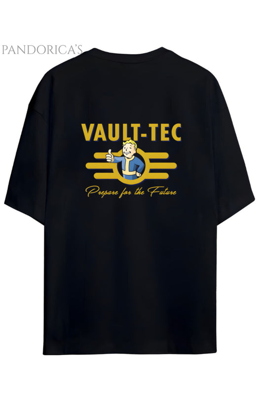 FALLOUT TASARIMI VAULT-TECH YAZILI ÖN VE SIRT BASKILI PAMUKLU UNISEX TİŞÖRT