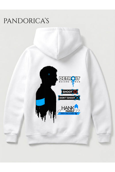 DETROIT: BECOME HUMAN Özel Tasarımı "CONNAR" Temalı Yazılı SIRT Baskılı Unisex Kapüşonlu Pamuklu Sweatshirt Hoodie