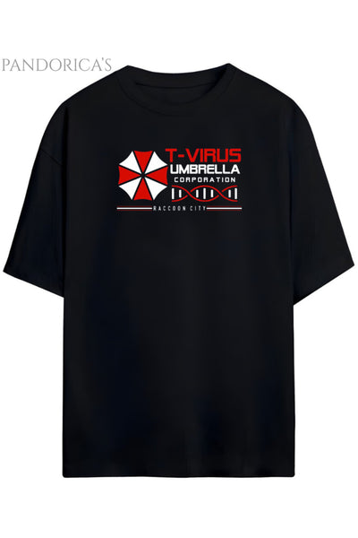 Pandorica's Resident Evil T-virus Tasarimi Sırt ve Ense Baskılı Unisex Pamuklu T-shirt