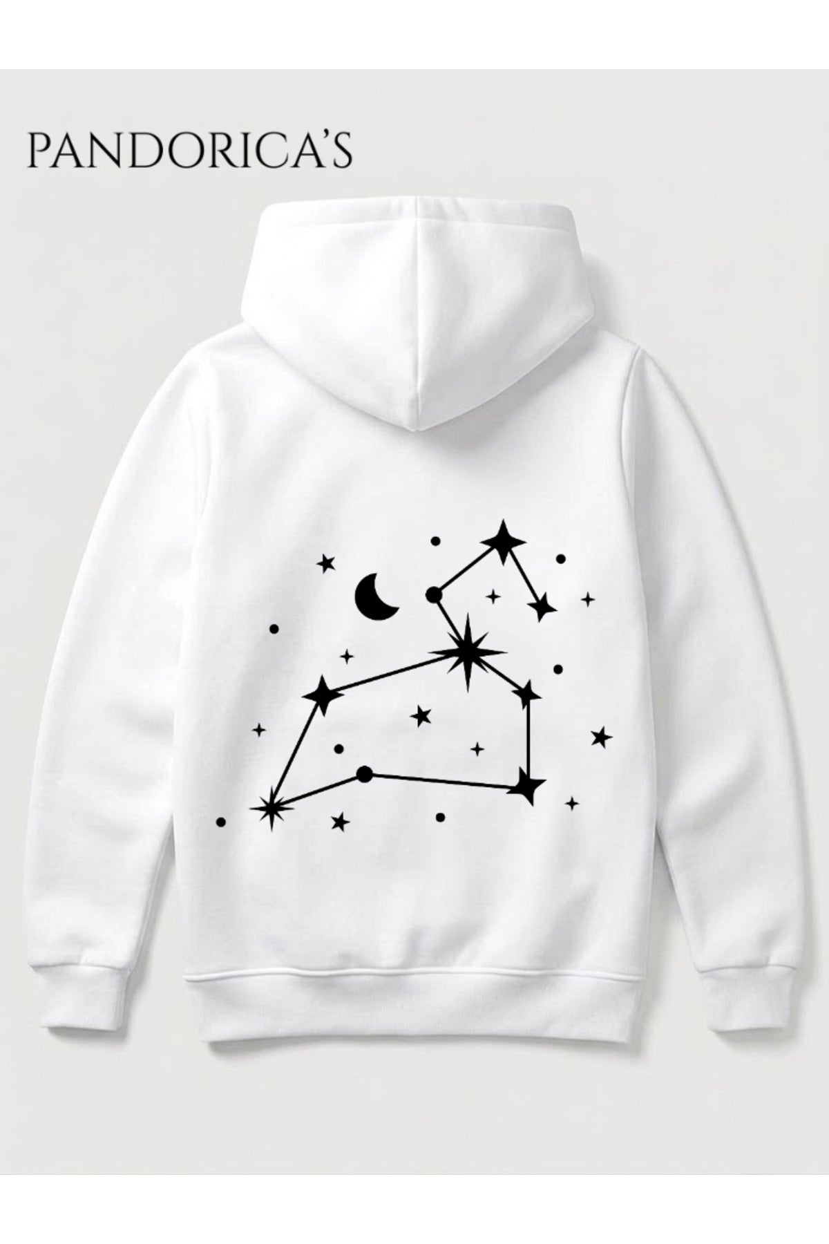 Aslan Burcu Zodiac Takımyıldız Sırt Ve Göğüs Baskılı Kapüşonlu Pamuklu Sweatshirt – Leo (Hoodie)