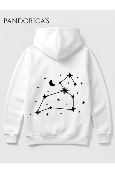 Aslan Burcu Zodiac Takımyıldız Sırt Ve Göğüs Baskılı Kapüşonlu Pamuklu Sweatshirt – Leo (Hoodie)