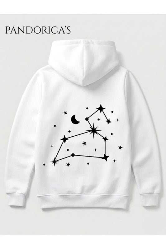 Aslan Burcu Zodiac Takımyıldız Sırt Ve Göğüs Baskılı Kapüşonlu Pamuklu Sweatshirt – Leo (Hoodie)