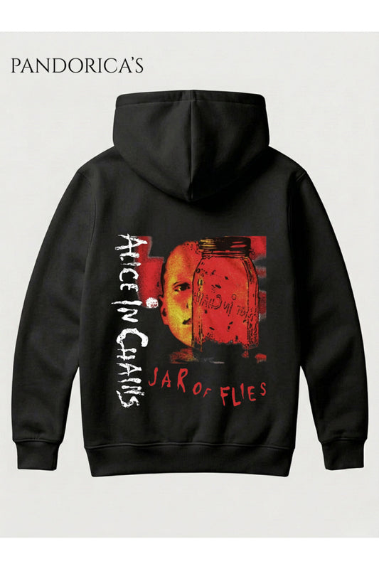 ALICE IN CHAINS "JAR OF FLIES" ALBÜMÜ TASARIMI YAZILI SIRT BASKILI UNISEX KAPÜŞONLU PAMUKLU SWEATSHIRT HOODIE