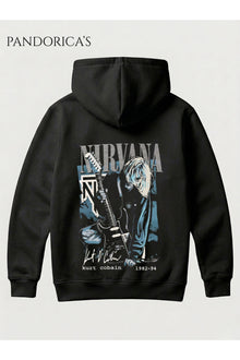 NIRVANA KURT COBAIN Tasarımı Yazılı SIRT Baskılı Unisex Kapüşonlu Pamuklu Sweatshirt Kanguru Cep Hoodie