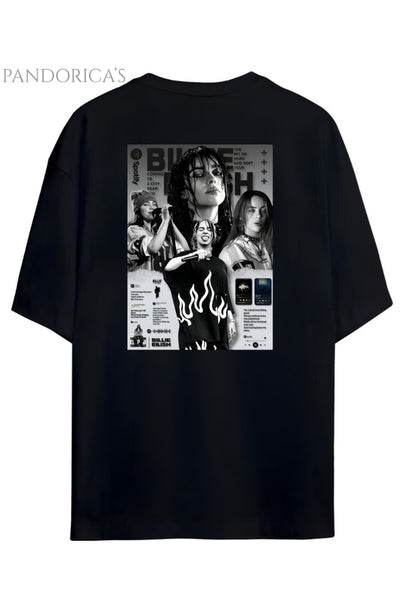 Pandorica's Billie Eilish Sırt ve Göğüs Baskılı Tasarım Unisex Pamuklu T-shirt