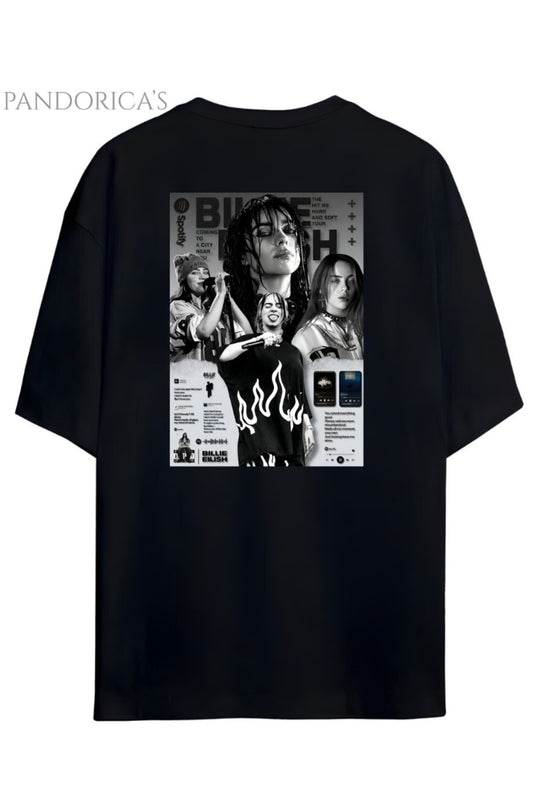 Pandorica's Billie Eilish Sırt ve Göğüs Baskılı Tasarım Unisex Pamuklu T-shirt