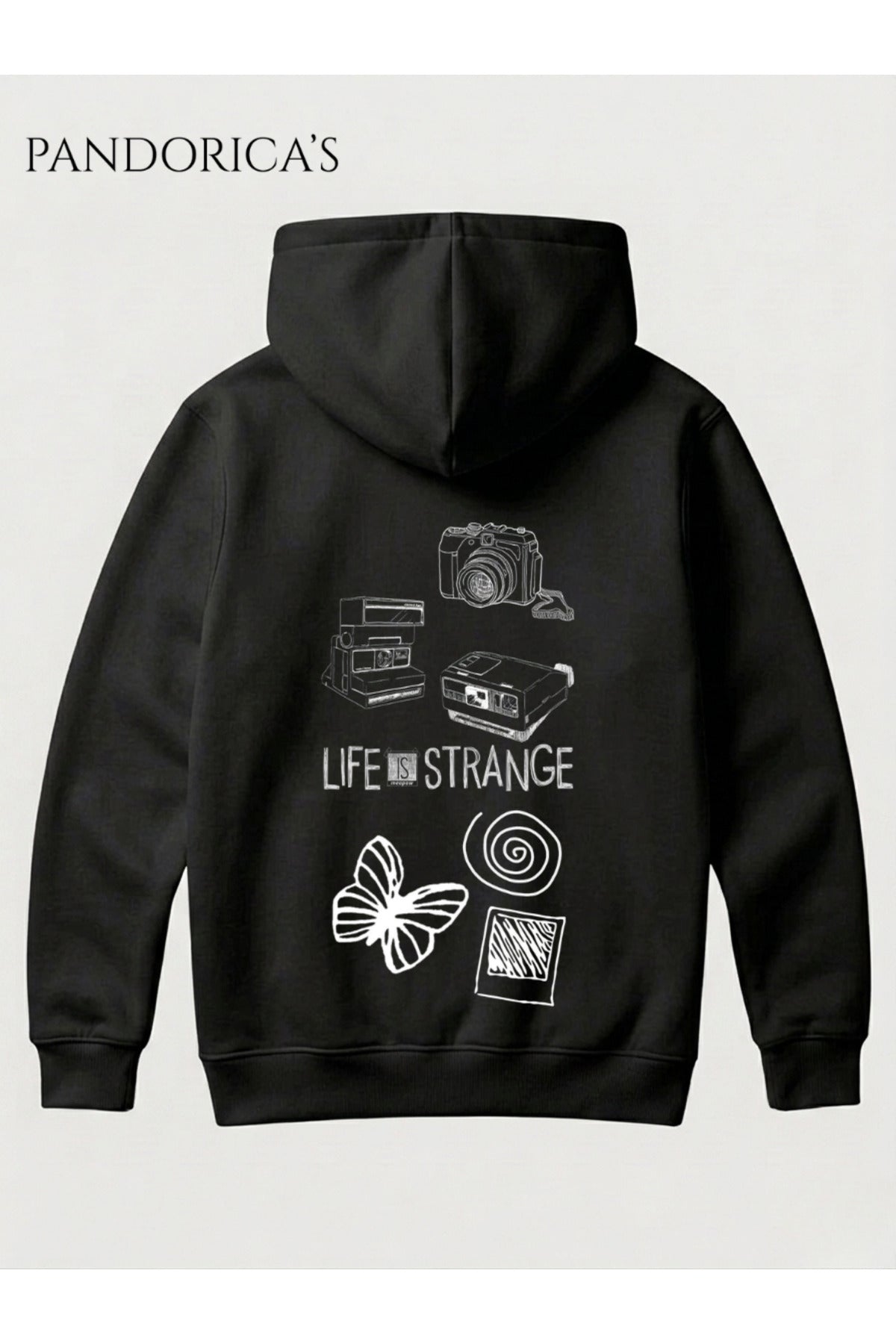 Life Is Strange İkonik Semboller Tasarımı Yazılı Sırt Baskılı Unisex Kapüşonlu Pamuklu Sweatshirt Hoodie