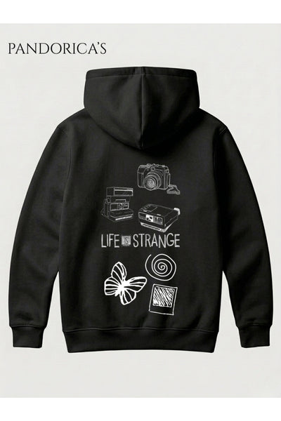 LIFE IS STRANGE İKONİK SEMBOLLER Tasarımı Yazılı SIRT Baskılı Unisex Kapüşonlu Pamuklu Sweatshirt Hoodie