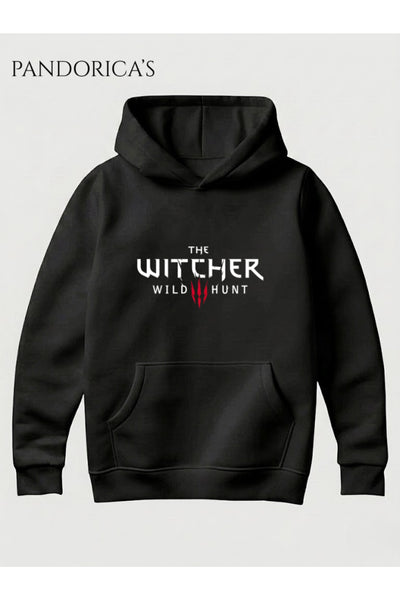 THE WITCHER 3 WILD HUNT Tasarımı Yazılı Baskılı Unisex Kapüşonlu Pamuklu Gamer Sweatshirt Hoodie
