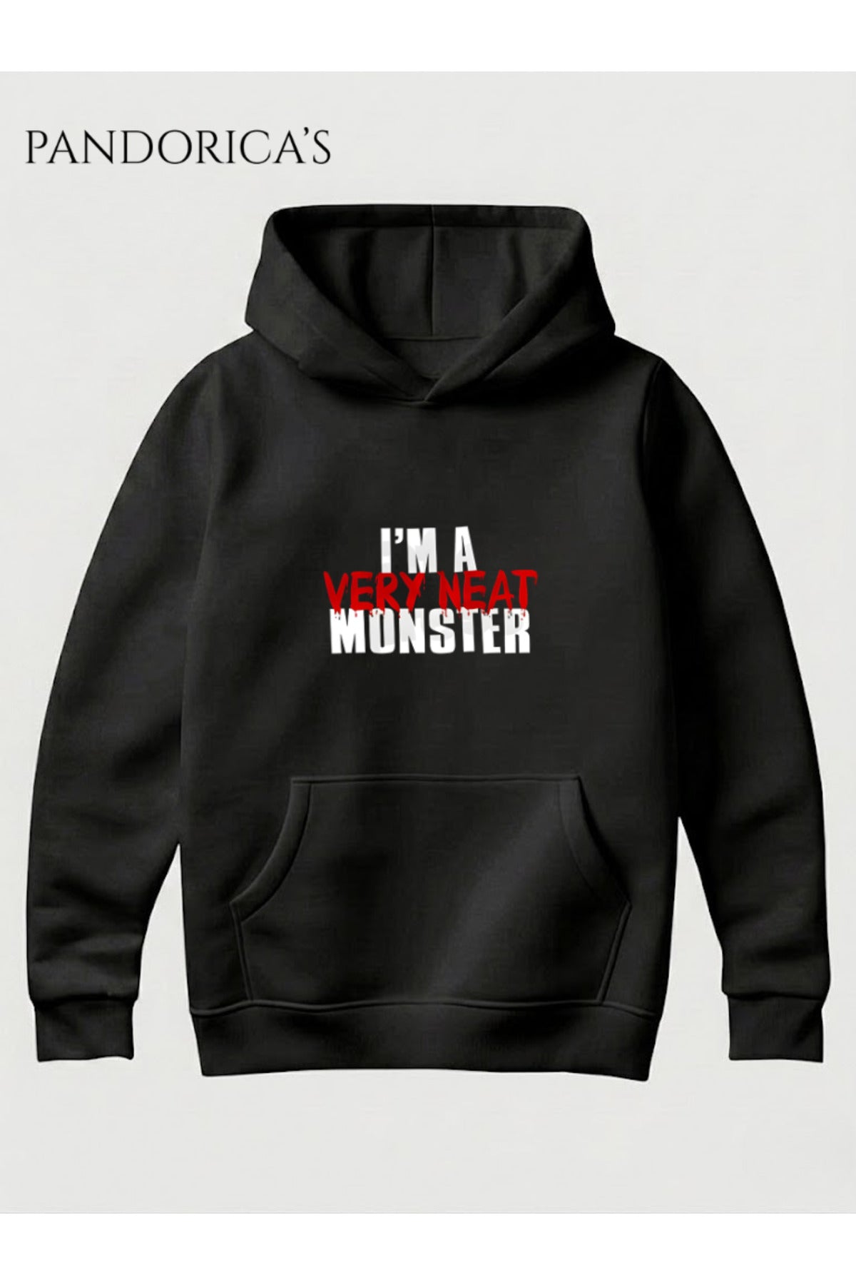 Siyah Dexter Tasarımı "I'm A Neat Monster" İkonik Replik Yazılı Baskılı Unisex Kapüşonlu Pamuklu Sweatshirt Hoodie - 51
