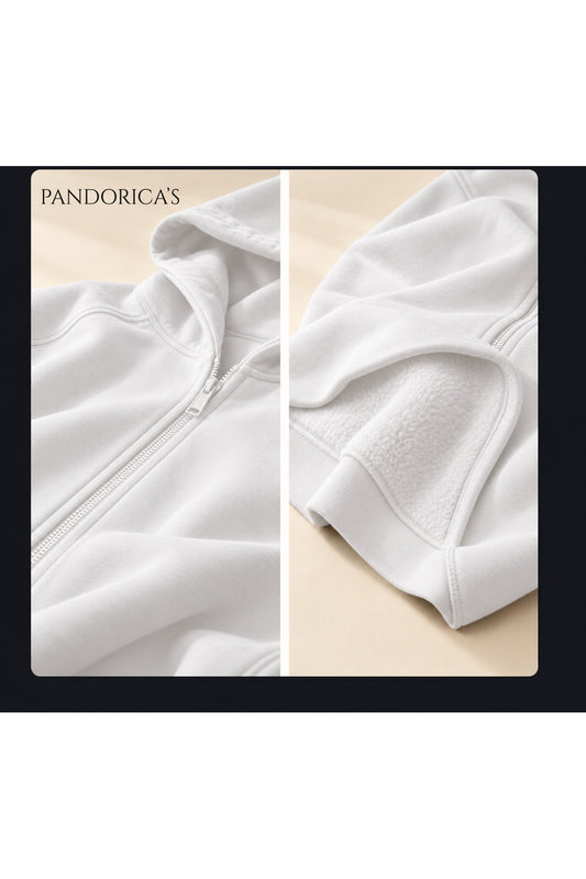 Unisex Relaxed Baskısız Basic İçi Şardonlu Kapüşonlu Fermuarlı Sweatshirt Hırka