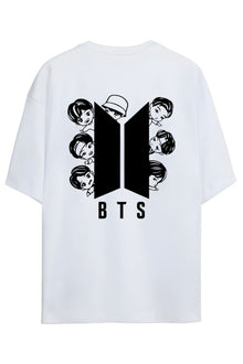 BTS K-Pop Yazılı Sırt Baskılı Relaxed Kalıp Pamuklu Unisex T-shirt