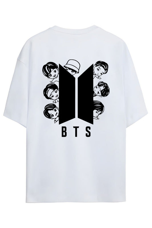 BTS K-Pop Yazılı Sırt Baskılı Relaxed Kalıp Pamuklu Unisex T-shirt