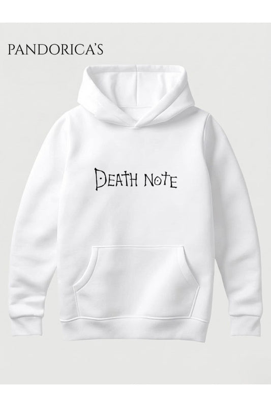 DEATH NOTE ANİME TASARIMI RYUK VE KİRA YAZILI SIRT VE ÖN BASKILI UNISEX KAPÜŞONLU PAMUKLU SWEATSHIRT HOODIE