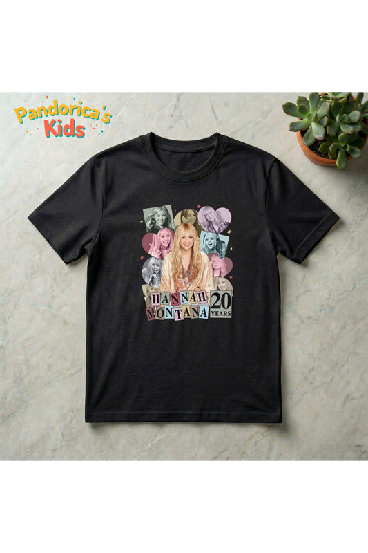 Pandorica's Hannah Montana Miley Cyrus 20. Yıl Özel Pamuklu Çocuk T-Shirt