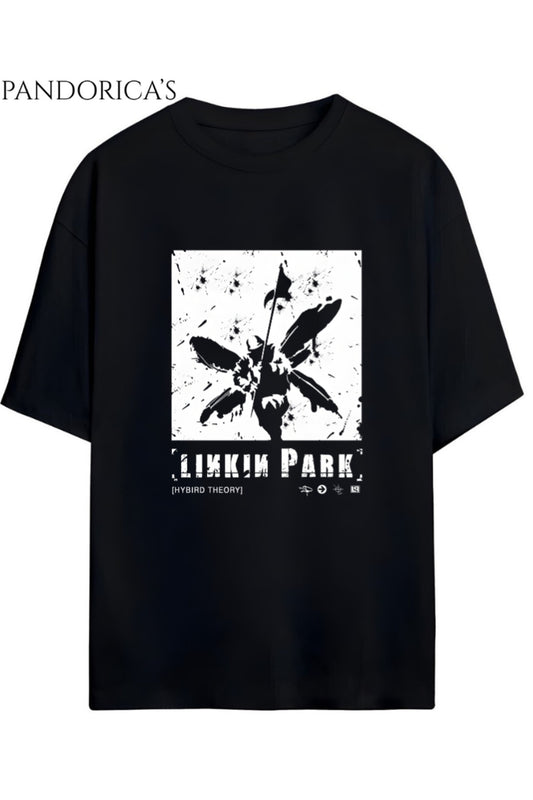 Linkin Park "HYBRID THEORY" Albüm Tasarimi Yazılı Baskılı Unisex Pamuklu T-shirt