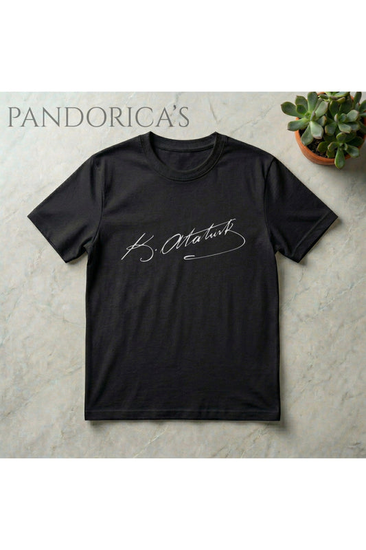 Pandorica's Mustafa Kemal ATATÜRK Tasarımı İmzalı Baskılı Unisex Pamuklu T-shirt