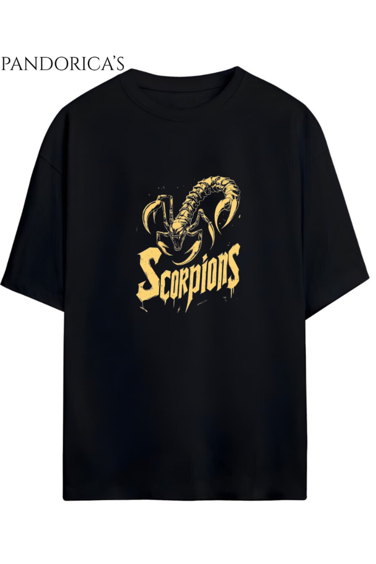 Siyah Pandorica’s Scorpions Tasarımı Unisex Pamuklu Tişört - 42