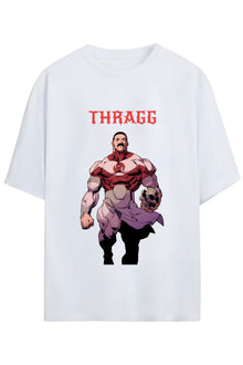 INVINCIBLE THRAGG YAZILI BASKILI PAMUKLU RELAXED KALIP UNISEX TİŞÖRT