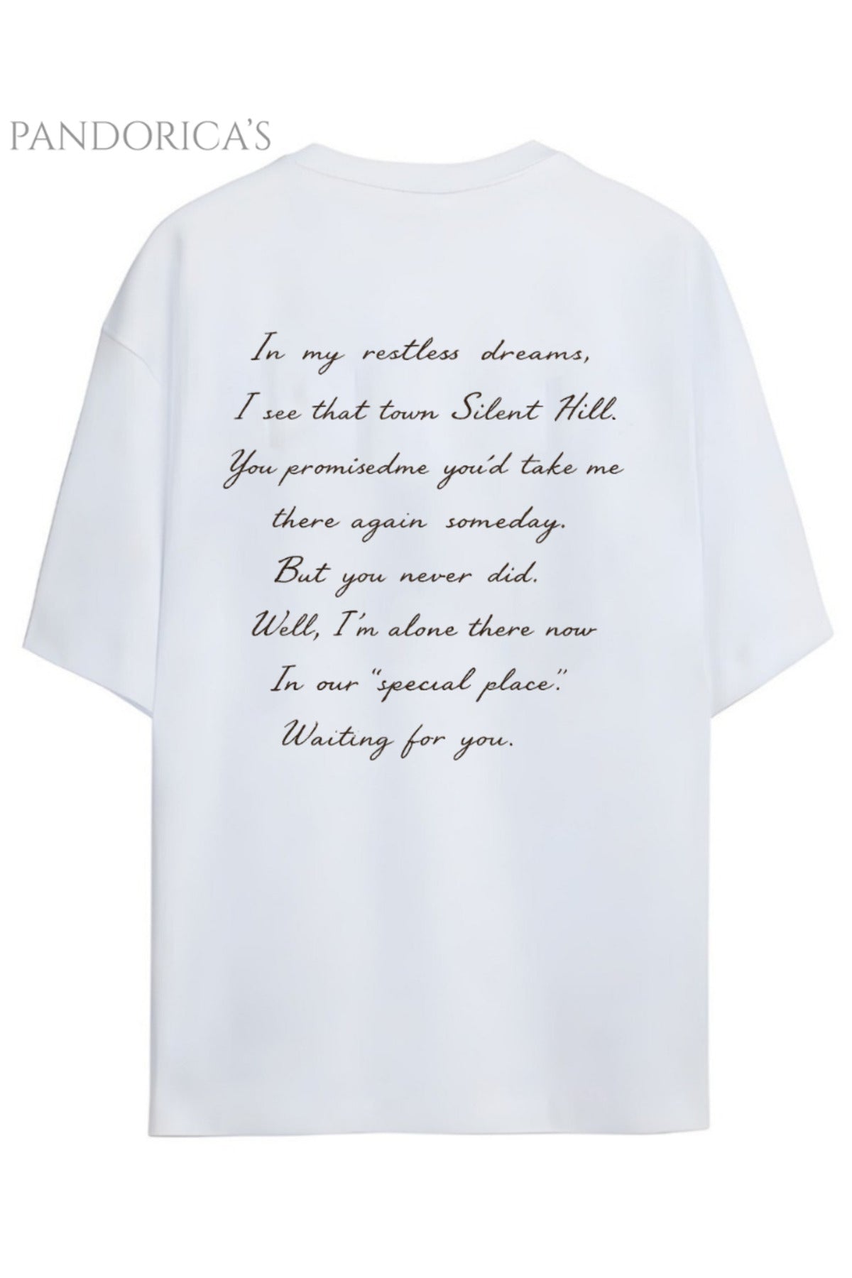 Beyaz Pandorica's Silent Hill Tasarımı Sırt Ve Ön Baskılı Unisex Pamuklu T-Shirt - 13