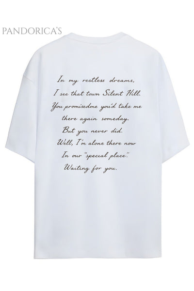 Pandorica's SILENT HILL Tasarımı Sırt ve Ön Baskılı Unisex Pamuklu T-shirt