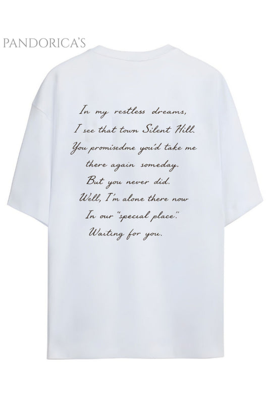 Pandorica's SILENT HILL Tasarımı Sırt ve Ön Baskılı Unisex Pamuklu T-shirt