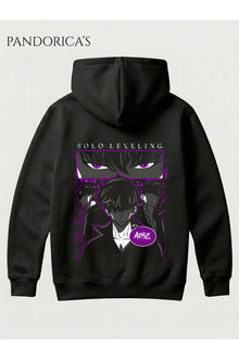SOLO LEVELING ANİME SUNG JINWOO Tasarımı"ARISE" Yazılı SIRT Baskılı Unisex Kapüşonlu Pamuklu Sweatshirt Hoodie