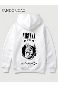NIRVANA "HEART SHAPED BOX" Tasarımı Yazılı SIRT Baskılı Unisex Kapüşonlu Pamuklu Sweatshirt Hoodie